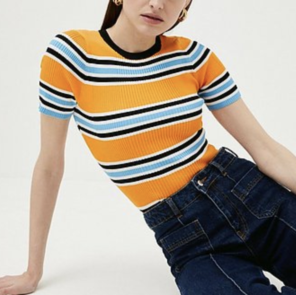 Karen Millen Rib Knit Stripe T-shirt